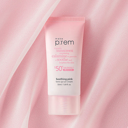 make p:rem Soothing Pink Tone Up Sun Cream SPF 50+ PA++++  50ml